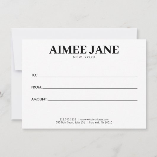 Fett Minimalistisch Luxus Boutique Black Gift Card (Rückseite)