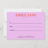 Fett Minimalistisch Luxus Boutique Pink Geschenkka (Rückseite)