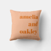 Fett Minimalistisch Peach Orange Retro Custom Wedd Kissen (Rückseite)