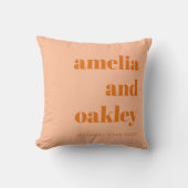 Fett Minimalistisch Peach Orange Retro Custom Wedd Kissen (Vorderseite)