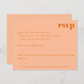 Fett Minimalistisch Peach Orange Retro Custom Wedd RSVP Karte (Vorne/Hinten)