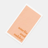 Fett Minimalistisch Peach Orange Retro Custom Wedd Serviette (Ecke)