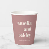 Fett Minimalistische Dusty Rose Retro Custom Weddi Pappbecher (Vorderseite)