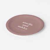 Fett Minimalistische Dusty Rose Retro Custom Weddi Pappteller (Schrägansicht)