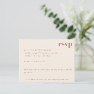 Fett Minimalistische Dusty Rose Retro Custom Weddi RSVP Karte