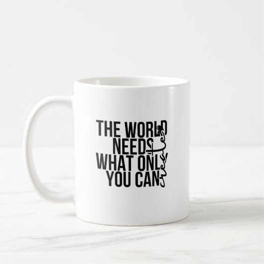Fett Minimalistische Empowerment von Schwarz-Text Kaffeetasse (Links)
