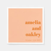 Fett Minimalistische Peach Retro Custom Wedding Serviette (Vorderseite)