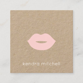 Fett Minimalistische Rosa Lippen Logo Makeup Artis Quadratische Visitenkarte