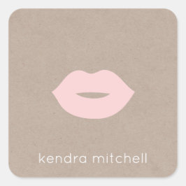 Fett Minimalistische Rosa Lippen Logo Makeup Artis Quadratischer Aufkleber
