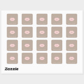 Fett Minimalistische Rosa Lippen Logo Makeup Artis Quadratischer Aufkleber (Blatt)