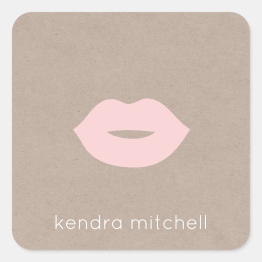 Fett Minimalistische Rosa Lippen Logo Makeup Artis Quadratischer Aufkleber (Vorderseite)