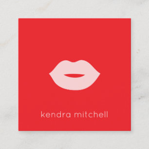 Fett Minimalistische Rosa Lippen Logo Makeust Arti Quadratische Visitenkarte