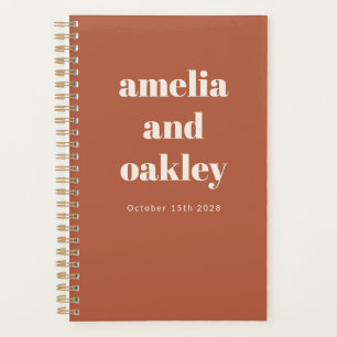Fett Minimalistische Rost Orange Retro Custom Wedd Planer