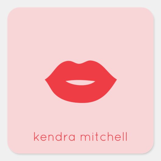 Fett Minimalistische Rot-Lippen-Logos Makeust Arti Quadratischer Aufkleber (Vorderseite)