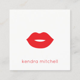 Fett Minimalistische Rot-Lippen-Logos Makeust Whit Quadratische Visitenkarte