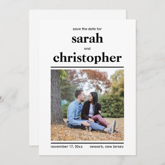 Fett Minimalistische Save the Date-Karte Save The Date (Vorne/Hinten)