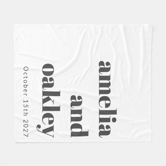 Fett Minimalistische Schwarz-weiße Retro Custom We Fleecedecke (Vorderseite (Horizontal))