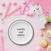 Fett Minimalistische Schwarz-weiße Retro Custom We Pappteller (Party)