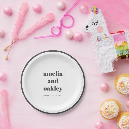 Fett Minimalistische Schwarz-weiße Retro Custom We Pappteller (Party)