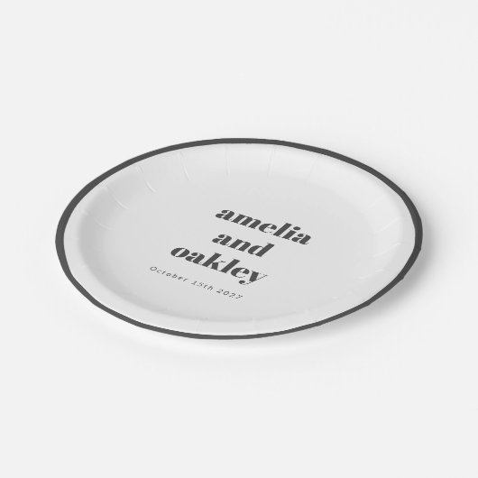 Fett Minimalistische Schwarz-weiße Retro Custom We Pappteller (Schrägansicht)