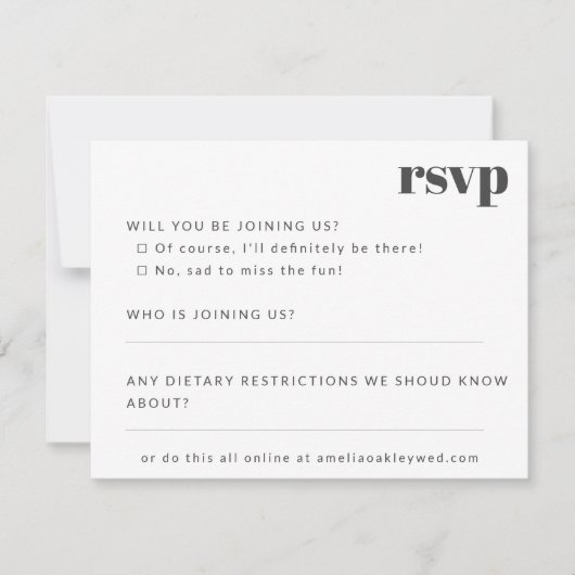 Fett Minimalistische Schwarz-weiße Retro Custom We RSVP Karte (Vorderseite)