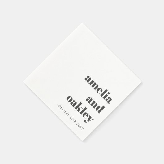 Fett Minimalistische Schwarz-weiße Retro Custom We Serviette (Ecke)