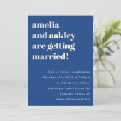 Fett Minimalistische Website von Blue Simple Weddi Einladung (Stehend Vorderseite)