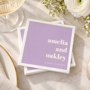 Fett minimalistischer Pfirsich-Lavendel-Hochzeit Serviette