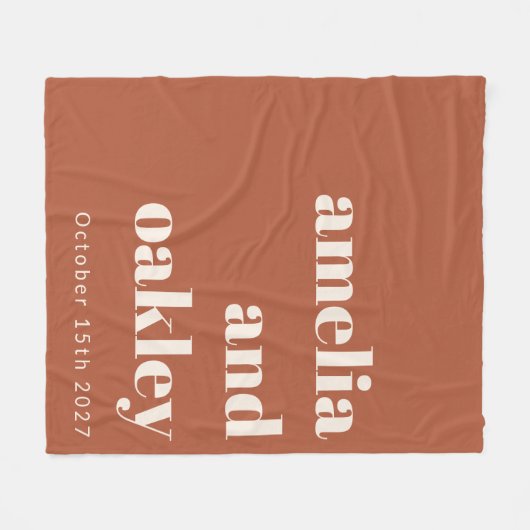 Fett Minimalistischer Rostfall Retro Custom Weddin Fleecedecke (Vorderseite (Horizontal))