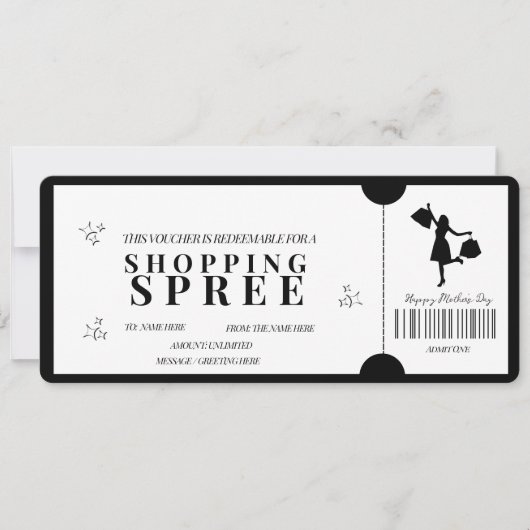 Fett Minimalistischer Shopping Spree Voucher Einladung (Vorderseite)