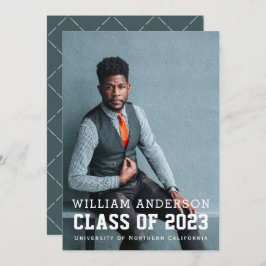 Fett Minimalistisches Foto Blue Virtual Abschluss Einladung