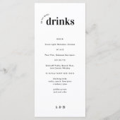 Fett Minimalistisches Hochzeitmenü und Bar Menu Menükarte (Rückseite)