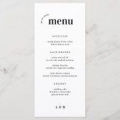 Fett Minimalistisches Hochzeitmenü und Bar Menu Menükarte (Vorderseite)
