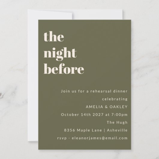 Fett Minimalistisches Olivenöl Einfaches Probe Einladung (Vorderseite)