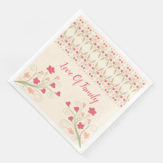 Fett mit rosa Pfirsich und grün Serviette (Ecke)