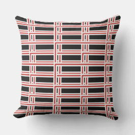 Fett miteinander verzahntes rotes und weißes Recht Kissen