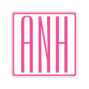 Fett Modern 3 Initialen Fuchsia Pink Monogram Permastempel