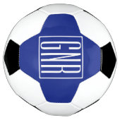 Fett Modern 3 Initialen Monogramm | Blau weiß Fußball (Gedreht)