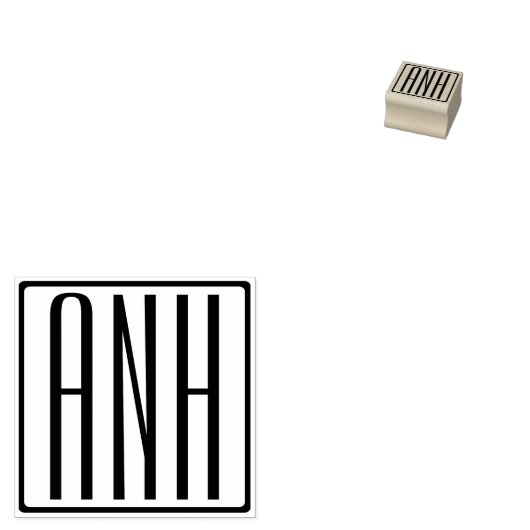 Fett Modern 3 Initialen Monogramm Gummistempel (Stempel)