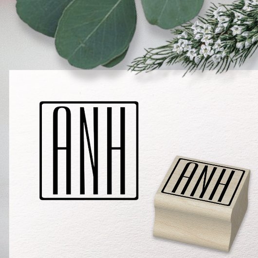 Fett Modern 3 Initialen Monogramm Gummistempel