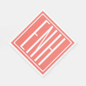 Fett Modern 3 Initialen Monogramm | Korallen Serviette (Ecke)
