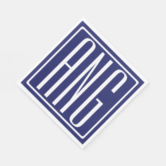 Fett Modern 3 Initialen Monogramm | Navy Blue Serviette (Ecke)