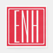 Fett Modern 3 Initialen Monogramm | Rot (bzw. Deue Serviette (Vorderseite)