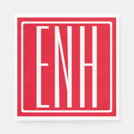 Fett Modern 3 Initialen Monogramm | Rot (bzw. Deue Serviette