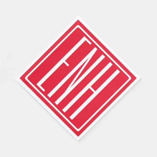 Fett Modern 3 Initialen Monogramm | Rot (bzw. Deue Serviette (Ecke)