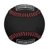 Fett Modern 3 Initialen Monogramm | Schwarz weiß Baseball (Rückseite)