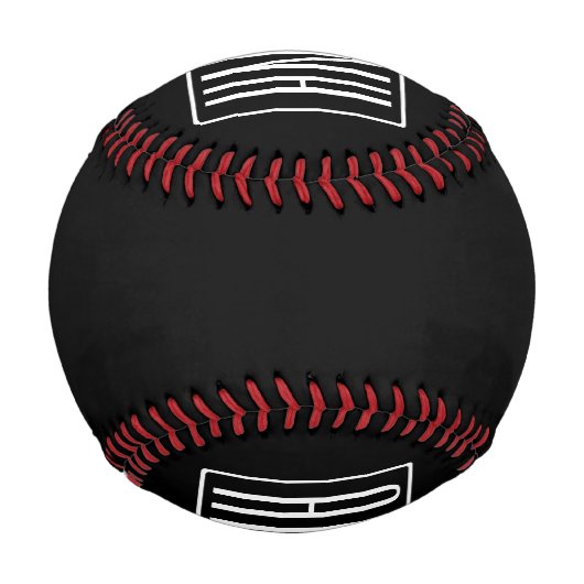 Fett Modern 3 Initialen Monogramm | Schwarz weiß Baseball (Rückseite)