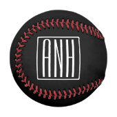 Fett Modern 3 Initialen Monogramm | Schwarz weiß Baseball (Vorderseite Links)