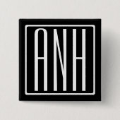 Fett Modern 3 Initialen Monogramm | Schwarz weiß Button (Vorderseite)