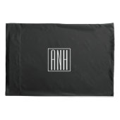 Fett Modern 3 Initialen Monogramm | Schwarz weiß Kissenbezug (Rückseite)